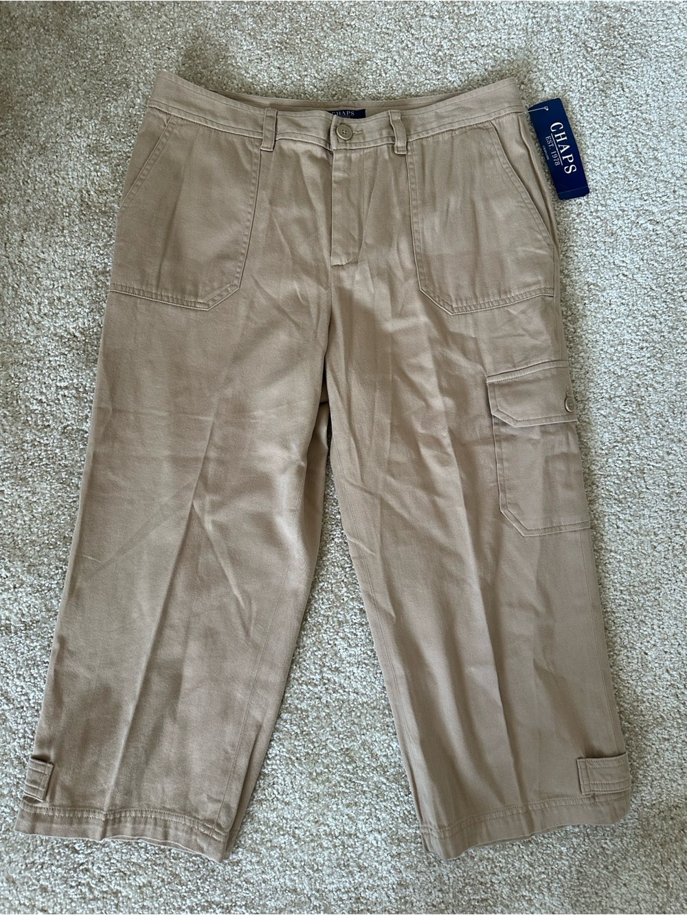 NWT Chaps Capri Cropped Cargo Pants Khaki